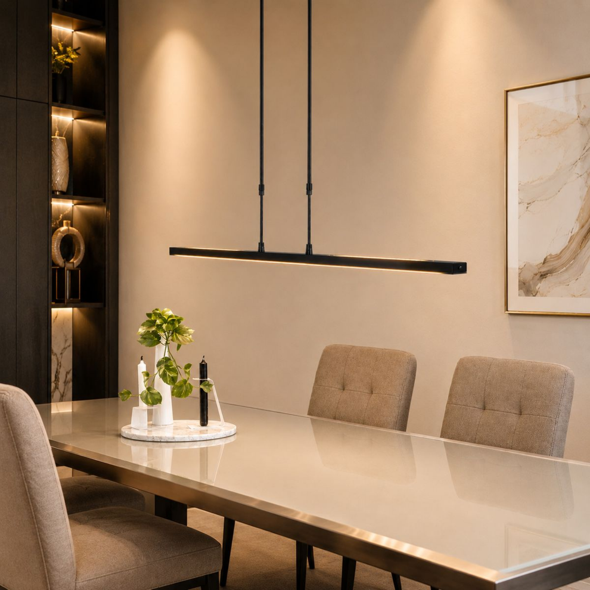 Steinhauer Zelena Hanglamp | Zwart, LED, Instelbaar Licht voor Eettafel en Woonkamer Steinhauer