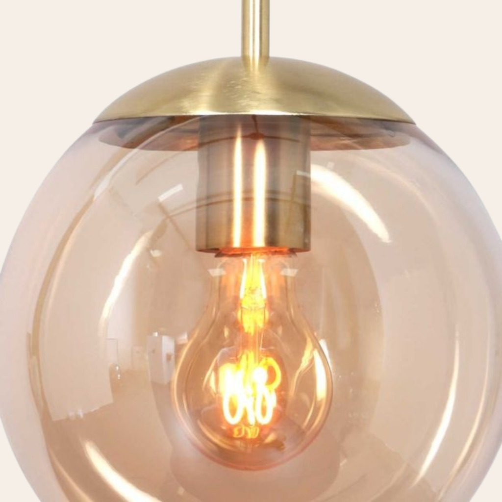 Steinhauer Bollique Hanglamp Eettafel | Messing met Amber Glas, 9-Lichts, Verstelbaar Steinhauer
