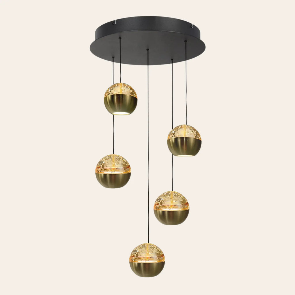 Steinhauer Belluno Hanglamp | Messing, Vijf Lichtpunten, Dim-to-Warm voor Eettafel Steinhauer