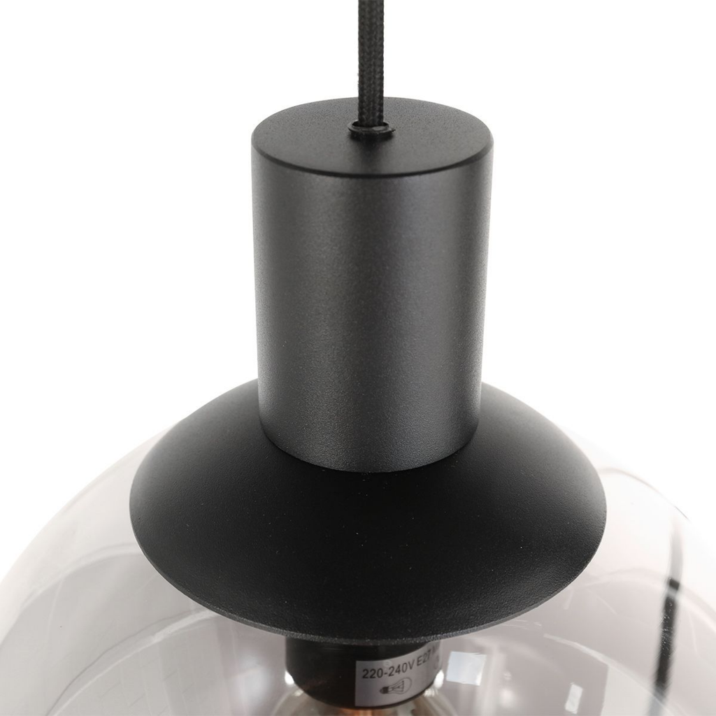 Steinhauer Bollique Hanglamp | Zwart Metaal, Smoke Glas, 5-lichts Steinhauer
