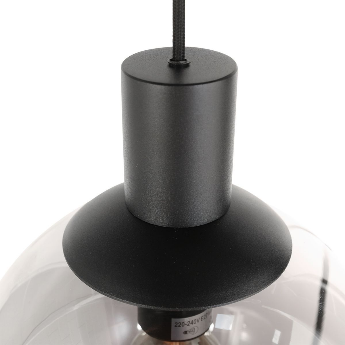 Steinhauer Bollique Hanglamp | Zwart Metaal, Smoke Glas, 5-lichts Steinhauer