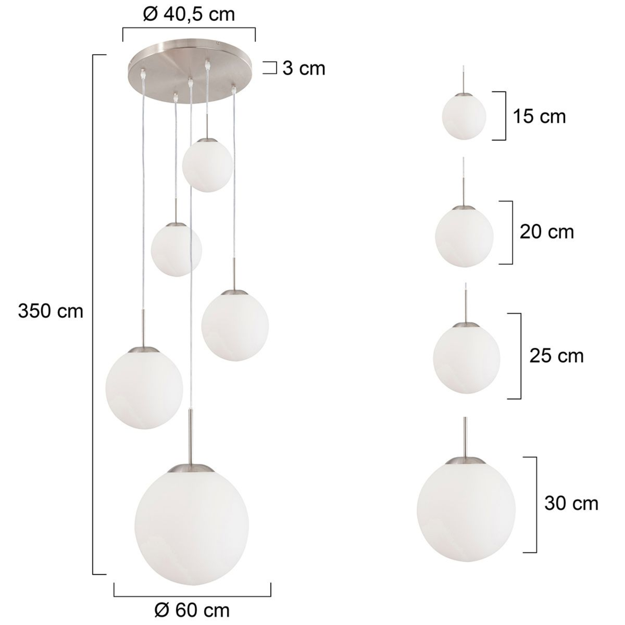 Steinhauer Bollique Hanglamp | Staalkleurig, 5-lichts met Mat Wit Glas