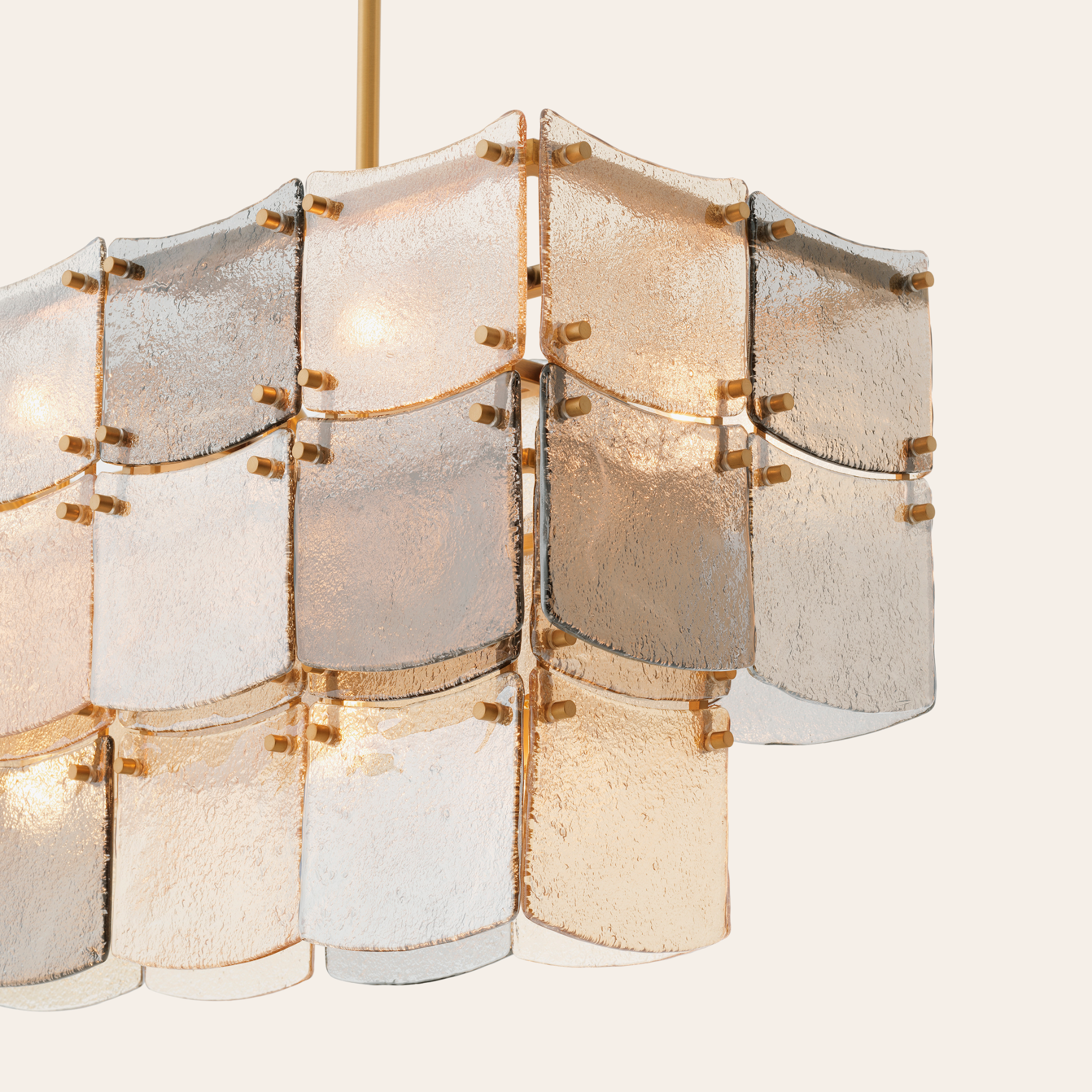 Eichholtz Laurent Rechthoekige Kroonluchter Antiek Messing met Gerookt & Champagneglas - 11-Lichts Hanglamp 127 cm