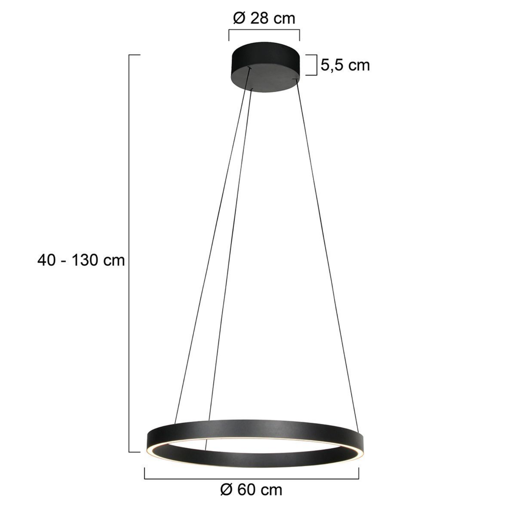 Steinhauer Mykty Hanglamp | Zwart LED, Verstelbare Hoogte voor Eettafel en Woonkamer Steinhauer