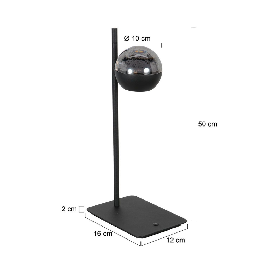 Steinhauer Belluno Tafellamp Zwart | Smoke Glas, Dimbaar, Draaibaar Steinhauer
