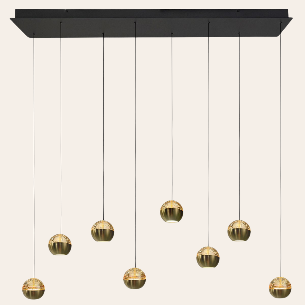 Steinhauer Belluno Hanglamp Messing | 8-Lichts Smoke Glas, Verstelbare Kabels voor Eettafel Steinhauer
