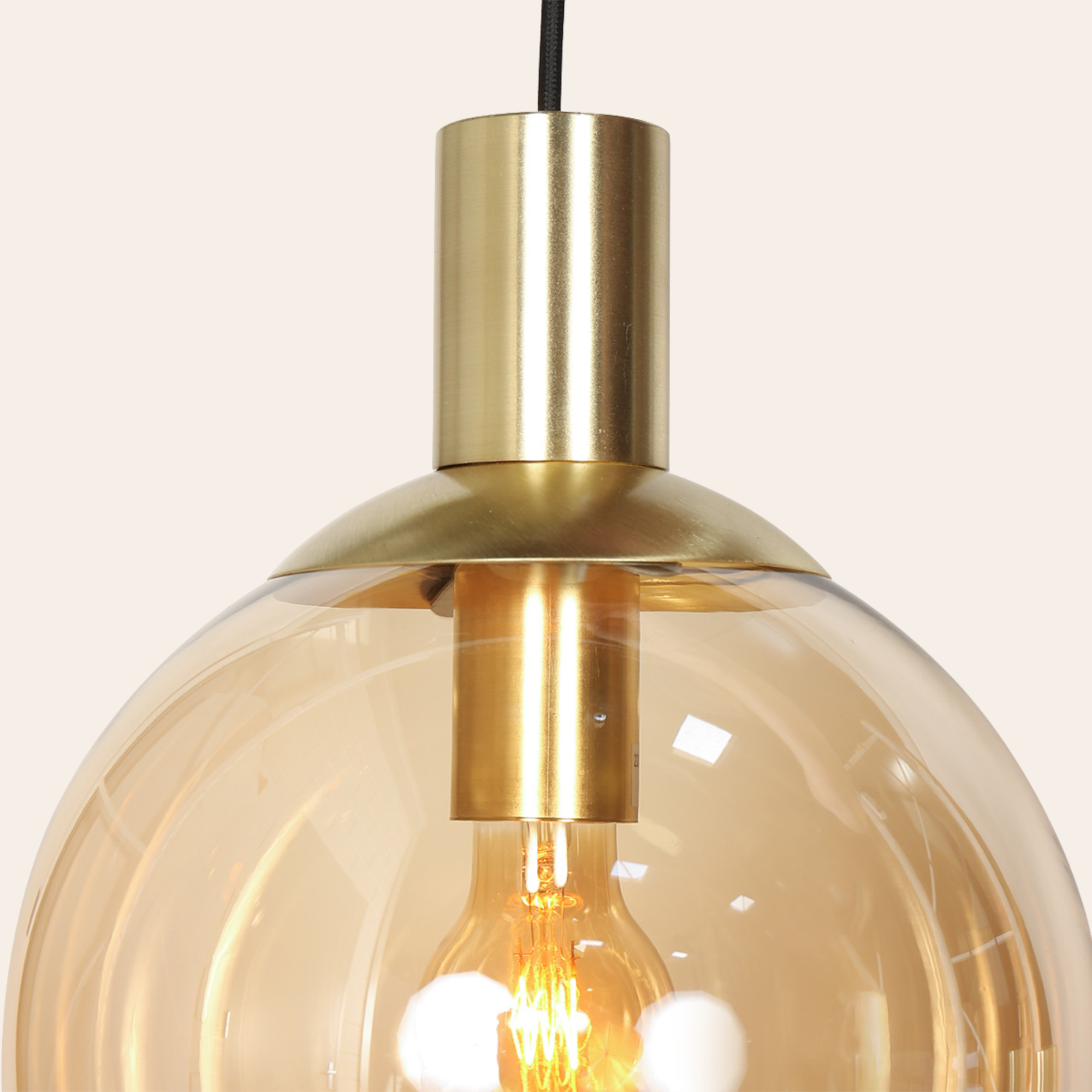 Steinhauer Bollique 3799ME Hanglamp Messing met Amber Glasbollen - 9-Lichts Design Hanglamp 150 cm
