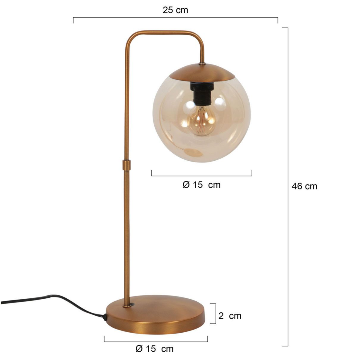 Steinhauer Bollique Tafellamp | Bronskleurig Metaal, Amber Glas, Dimbaar Steinhauer