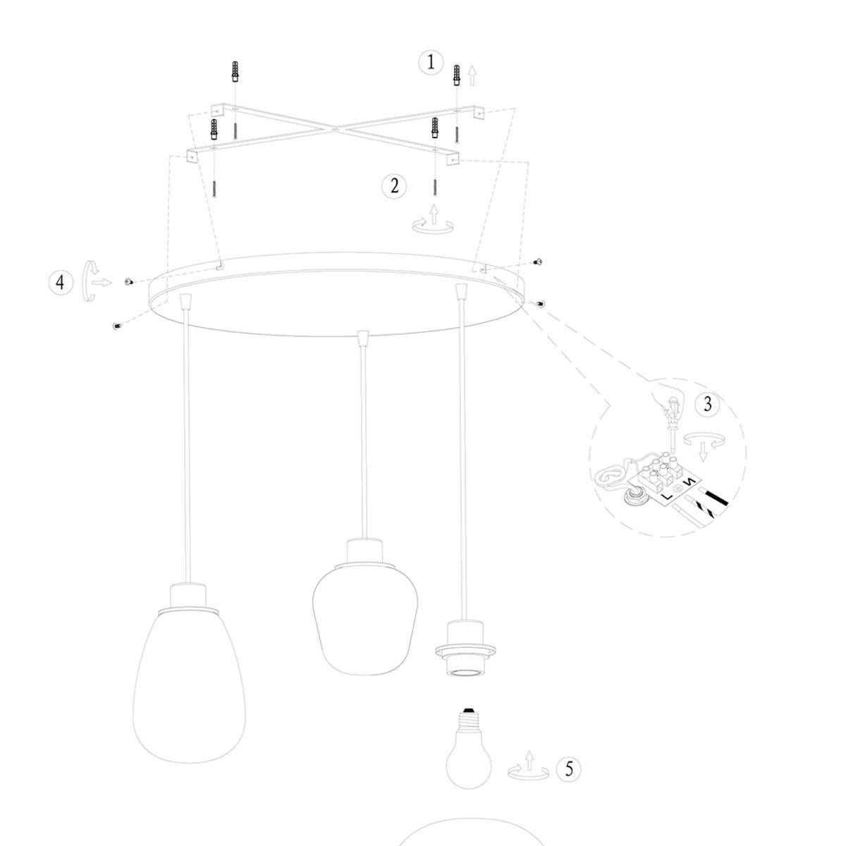 Steinhauer Reflexion Hanglamp | Zwart Staal, 3 Lichtpunten, Verstelbaar Smoke Glas Steinhauer