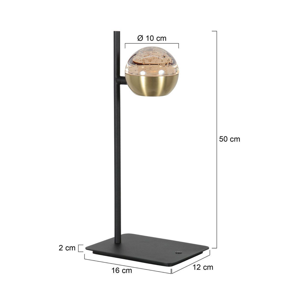 Steinhauer Belluno Tafellamp Zwart Messing | Dimbaar LED, Compact Ontwerp Steinhauer
