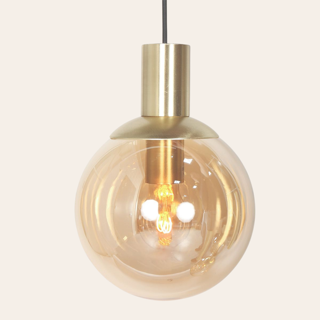Steinhauer Bollique Hanglamp 5-lichts | Messing, Amberglas, Verstelbaar Steinhauer