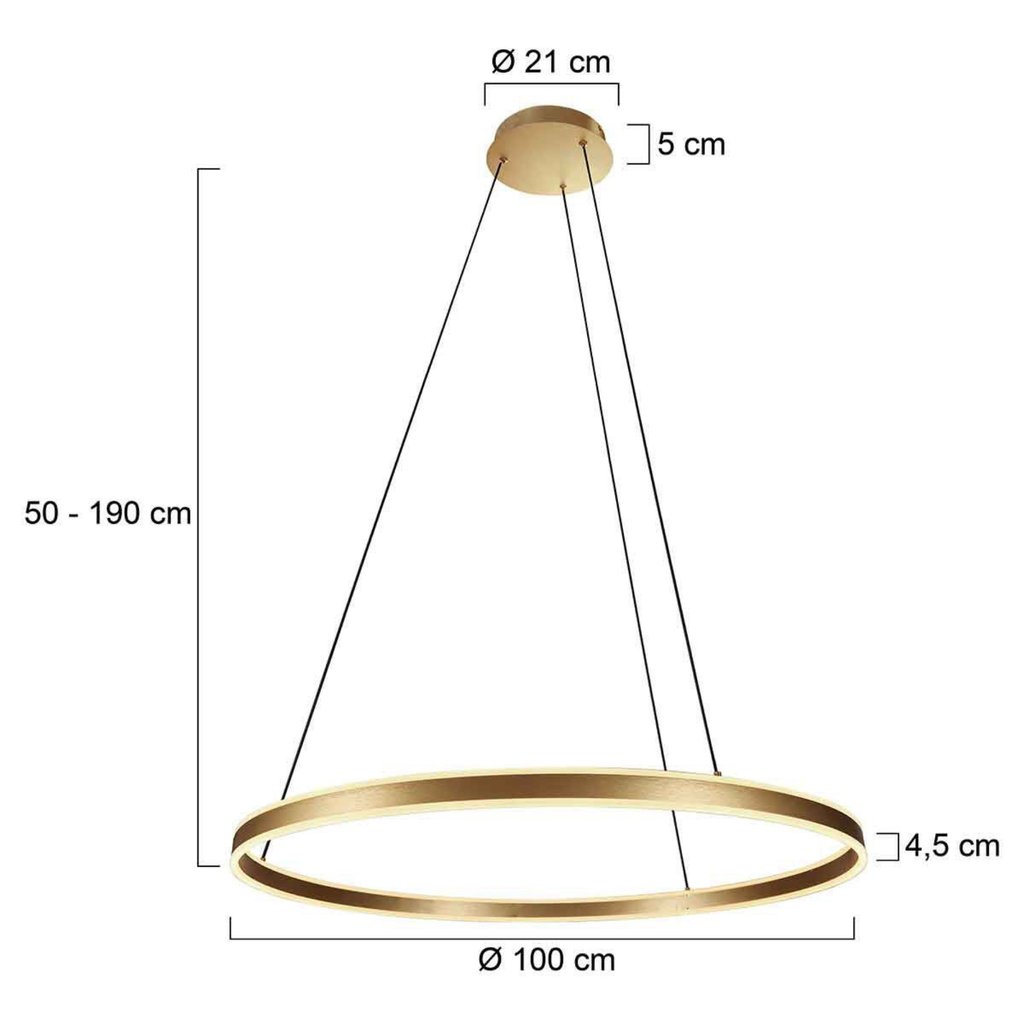 Steinhauer Ringlux Hanglamp Eettafel | Gouden LED Ring Ø100 cm, Verstelbaar Steinhauer