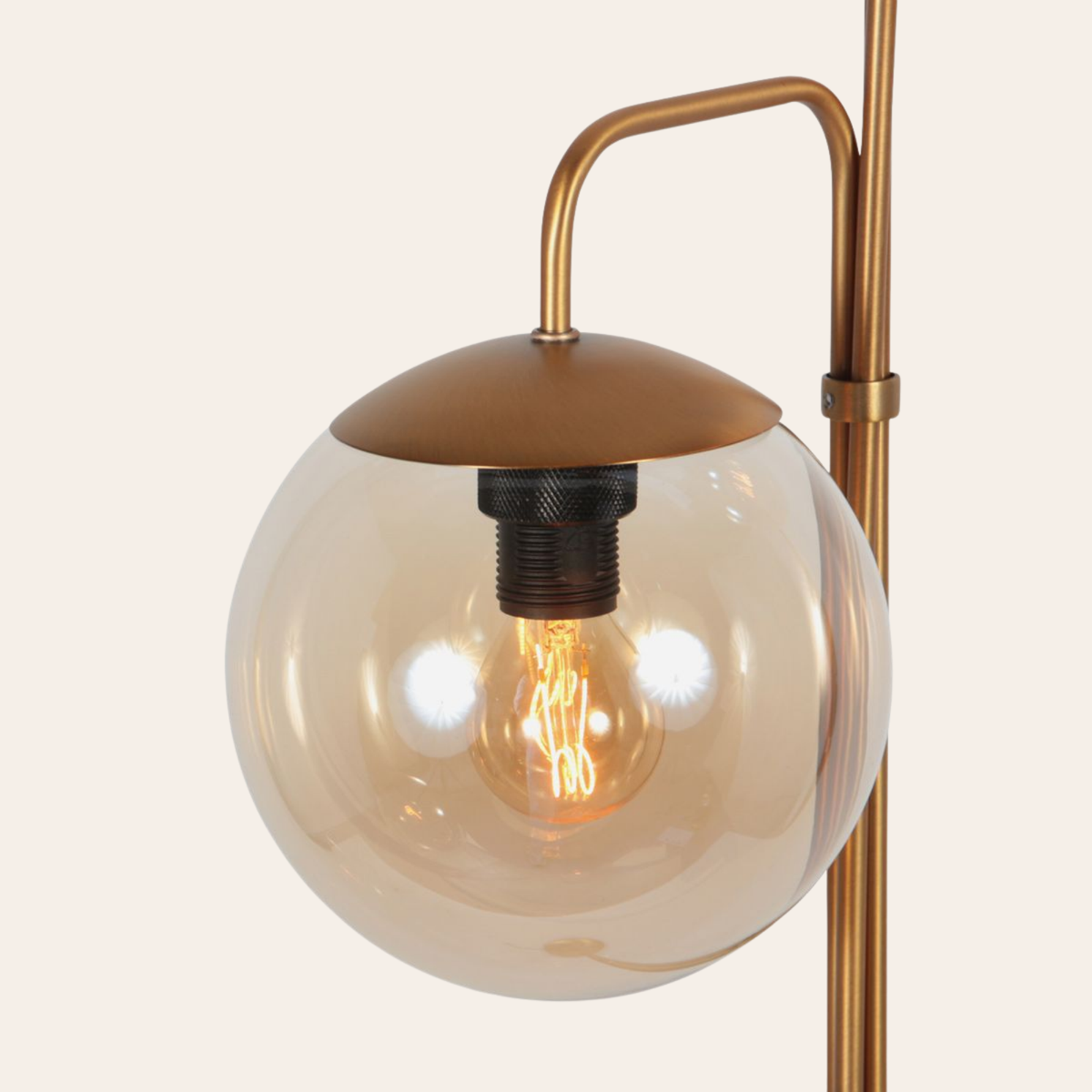 Steinhauer Bollique Vloerlamp | Brons Metaal, 3-Lichts Amber Glas voor Woonkamer Steinhauer