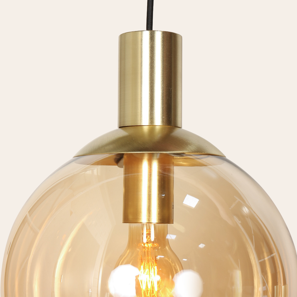 Steinhauer Bollique Hanglamp Eettafel | Messing met Amber Glas, 9-Lichts, Verstelbaar Steinhauer