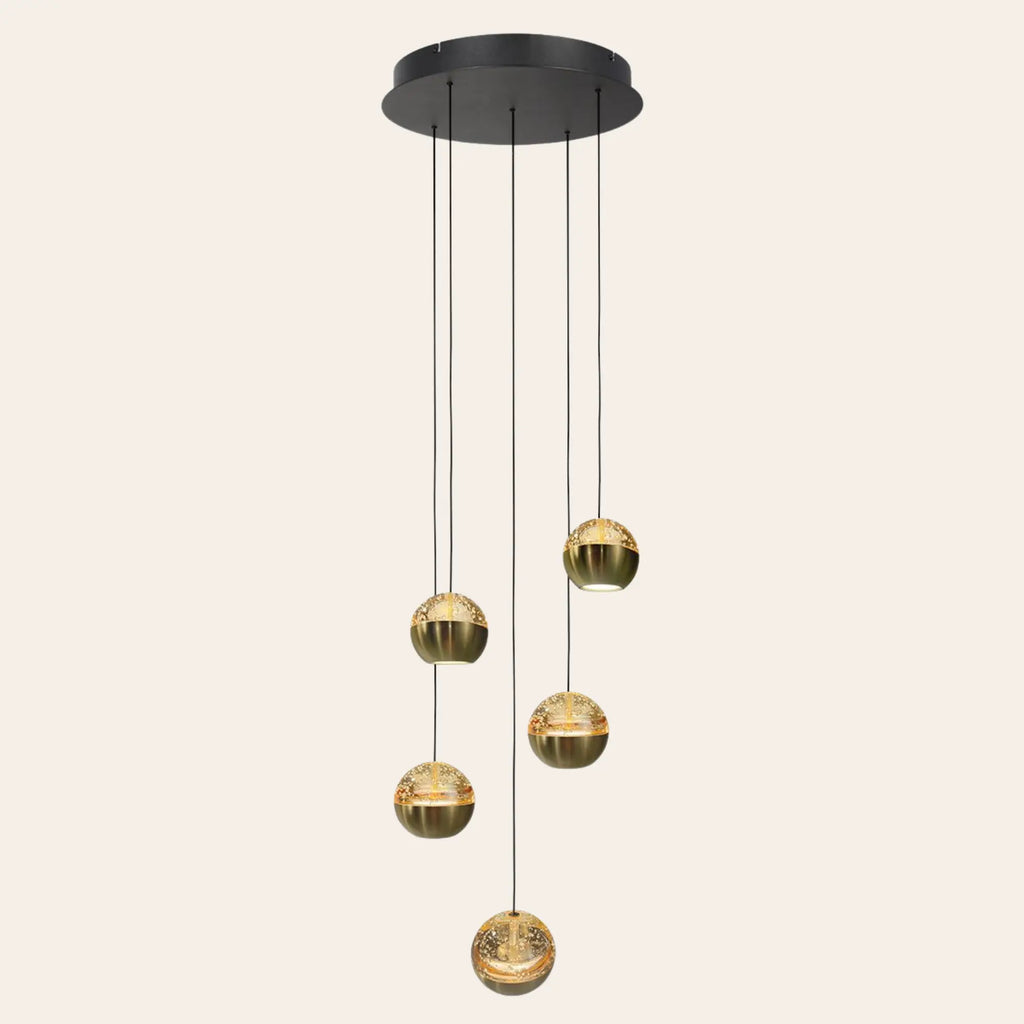 Steinhauer Belluno Hanglamp | Messing, Vijf Lichtpunten, Dim-to-Warm voor Eettafel Steinhauer