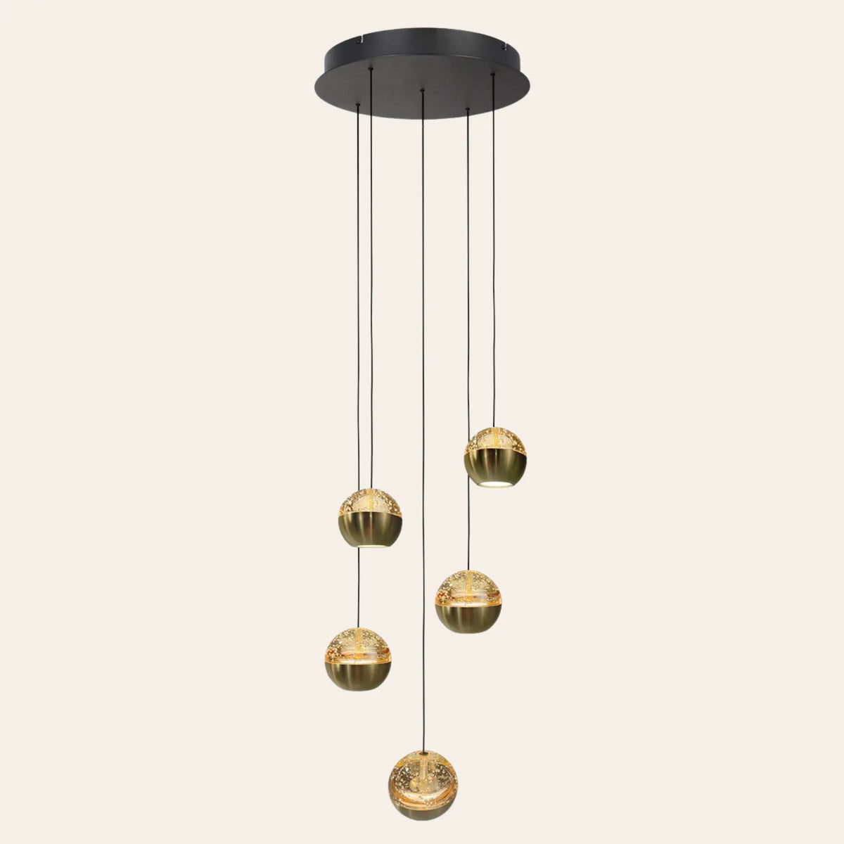 Steinhauer Belluno Hanglamp | Messing, Vijf Lichtpunten, Dim-to-Warm voor Eettafel Steinhauer