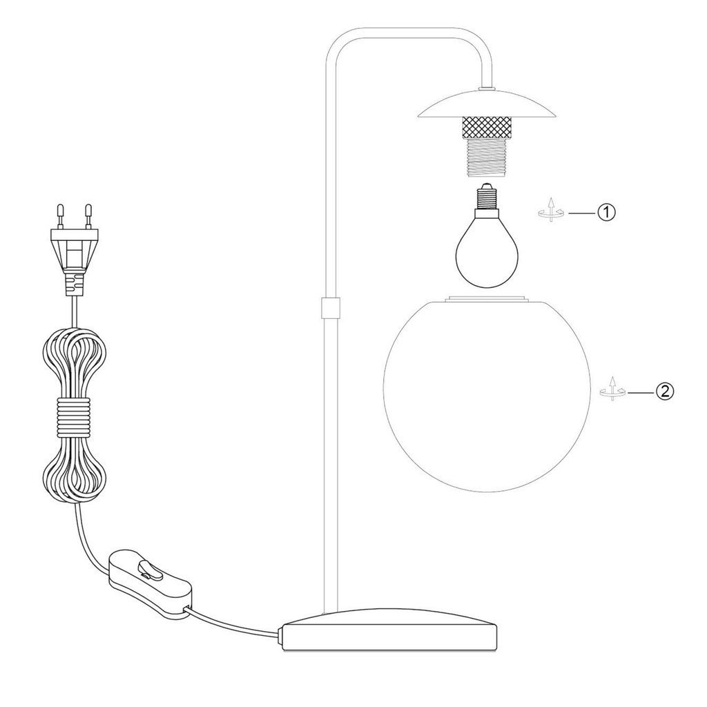 Steinhauer Bollique Tafellamp | Zwart Metaal, Smoke Glas, E14 Fitting Steinhauer