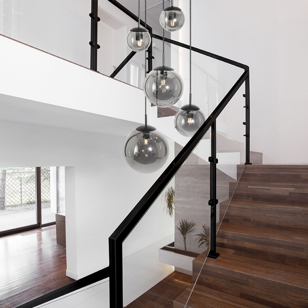 Steinhauer Bollique Hanglamp | Zwart Metaal, 5 Lichtpunten, Smoke Glas