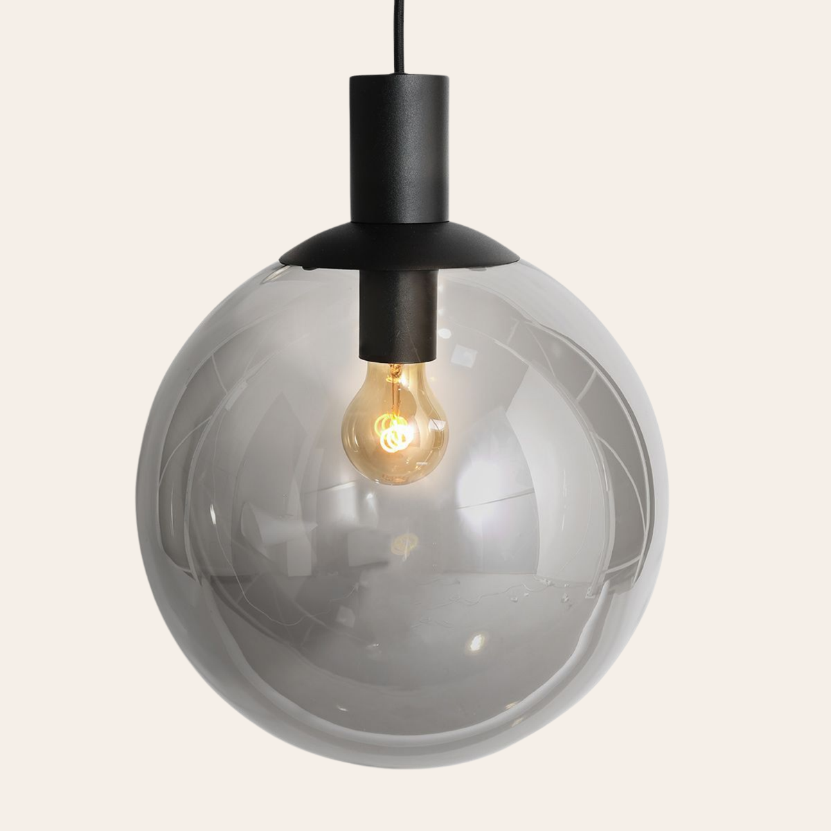 Steinhauer Bollique Hanglamp | Zwart Metaal, Smoke Glas, 5-lichts Steinhauer