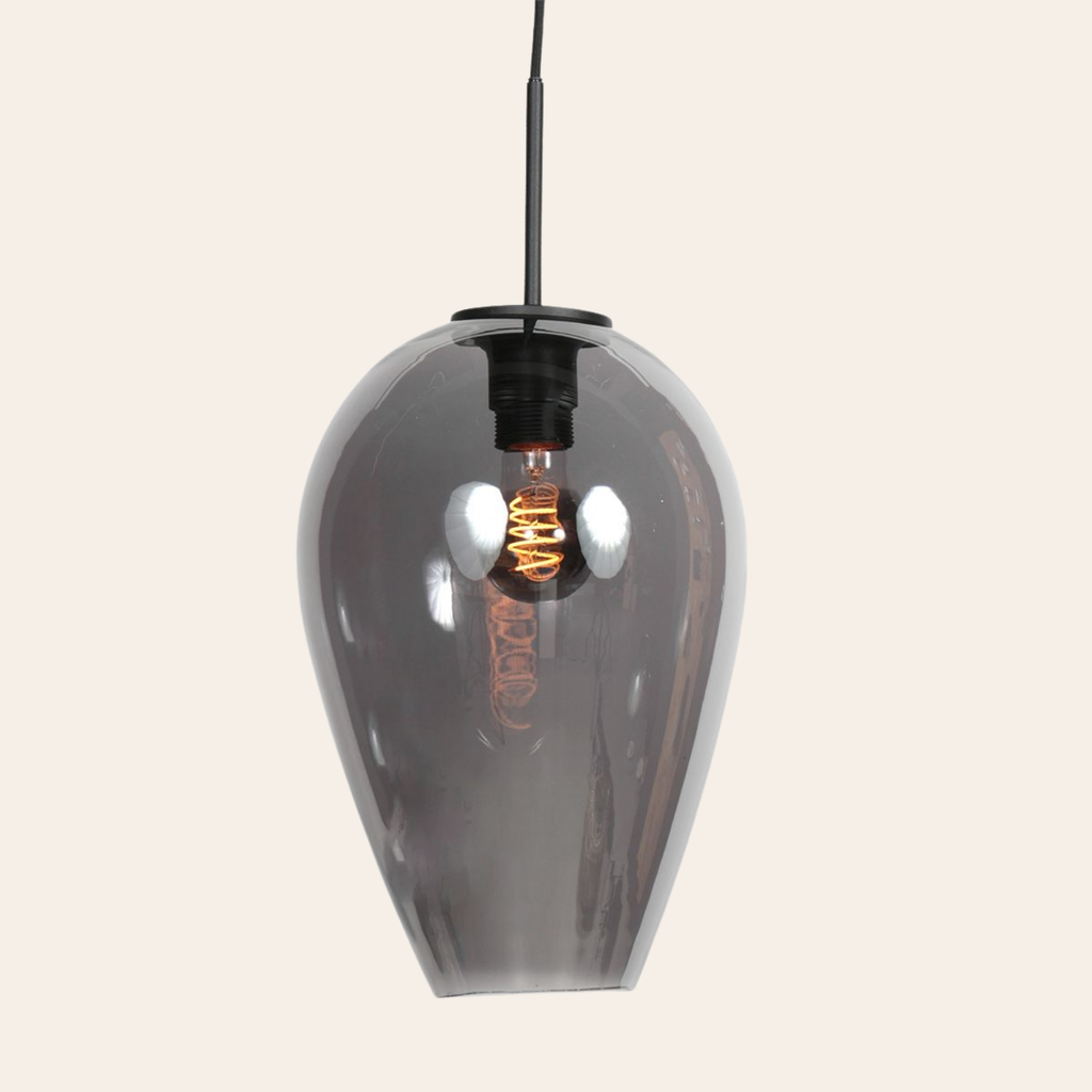 Steinhauer Drovia Hanglamp Eettafel | Smoke Glas, In Hoogte Verstelbaar, Industrieel Design Steinhauer