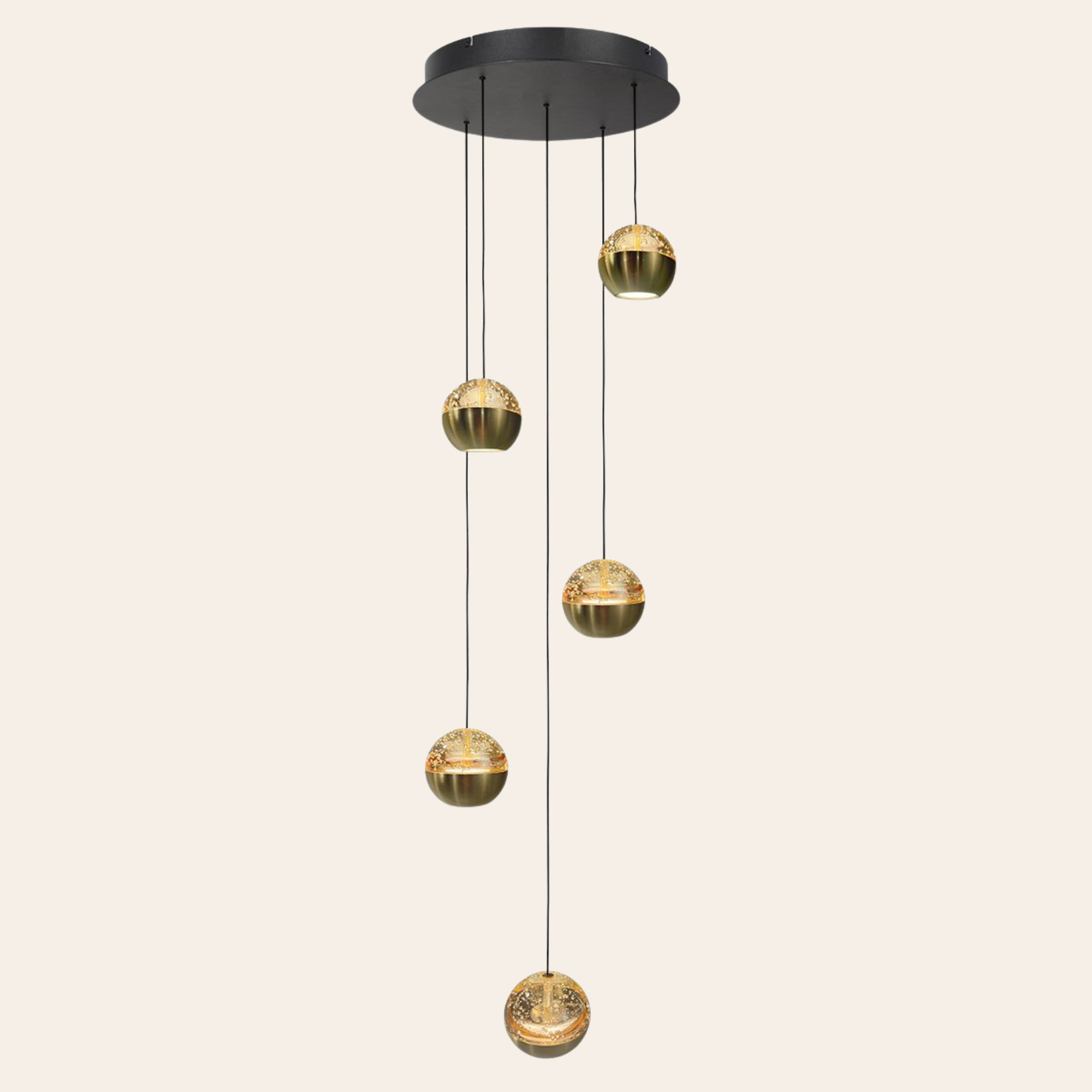Steinhauer Belluno Hanglamp | Messing, Vijf Lichtpunten, Dim-to-Warm voor Eettafel
