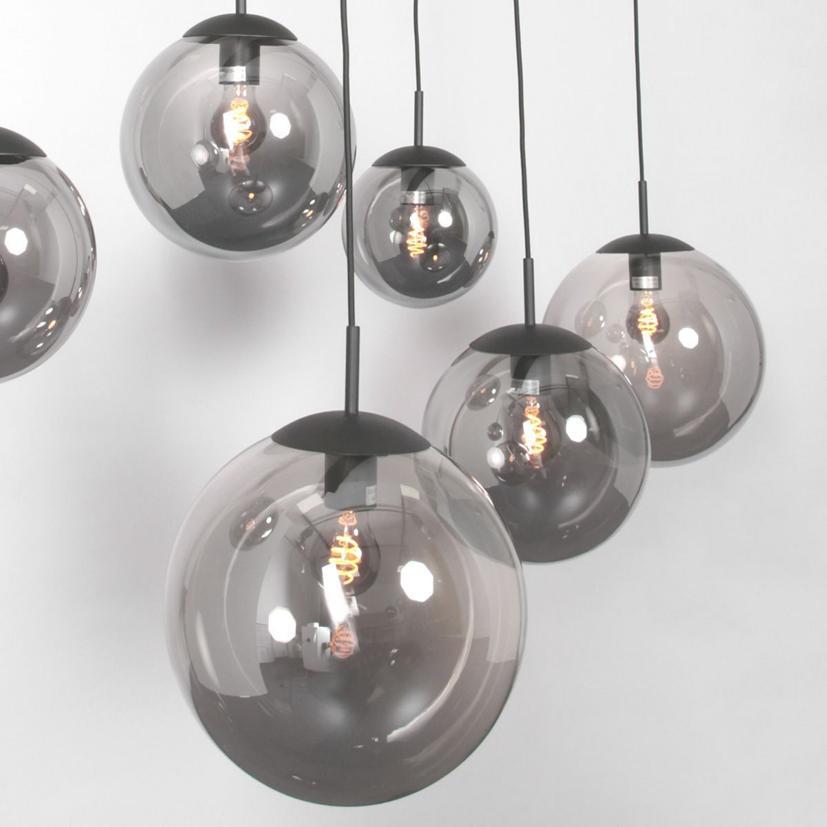 Steinhauer Bollique Hanglamp Zwart | 6-Lichts, Verstelbare Hoogte voor Eettafel en Woonkamer Steinhauer