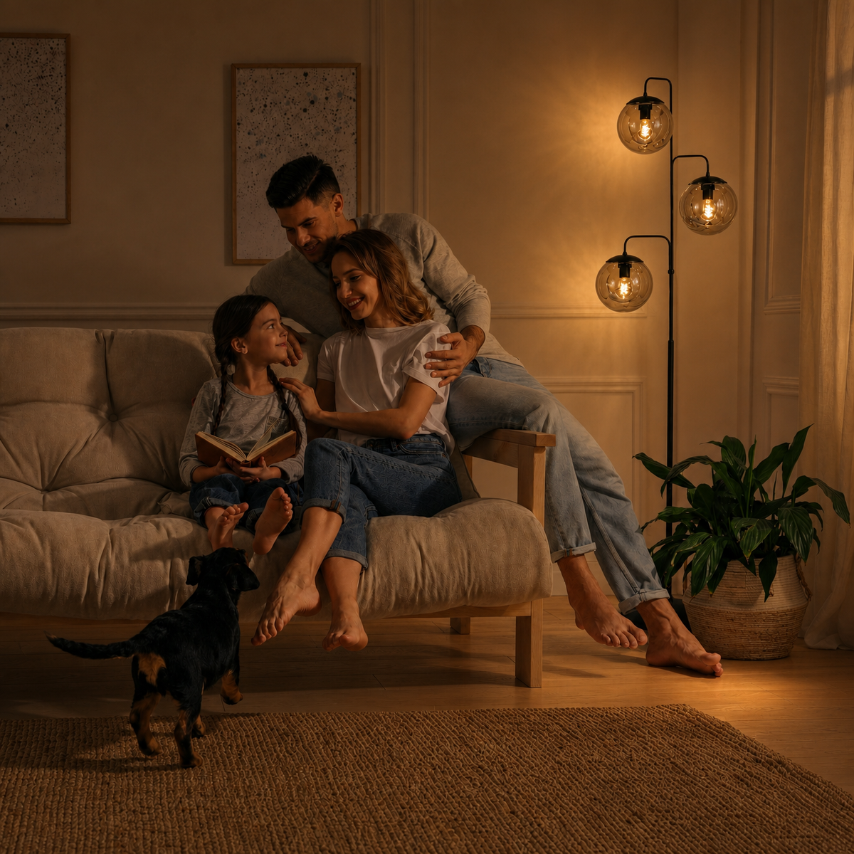 Steinhauer Bollique Vloerlamp | Zwart Metaal, 3-Lichts Smoke Glas voor Woonkamer
