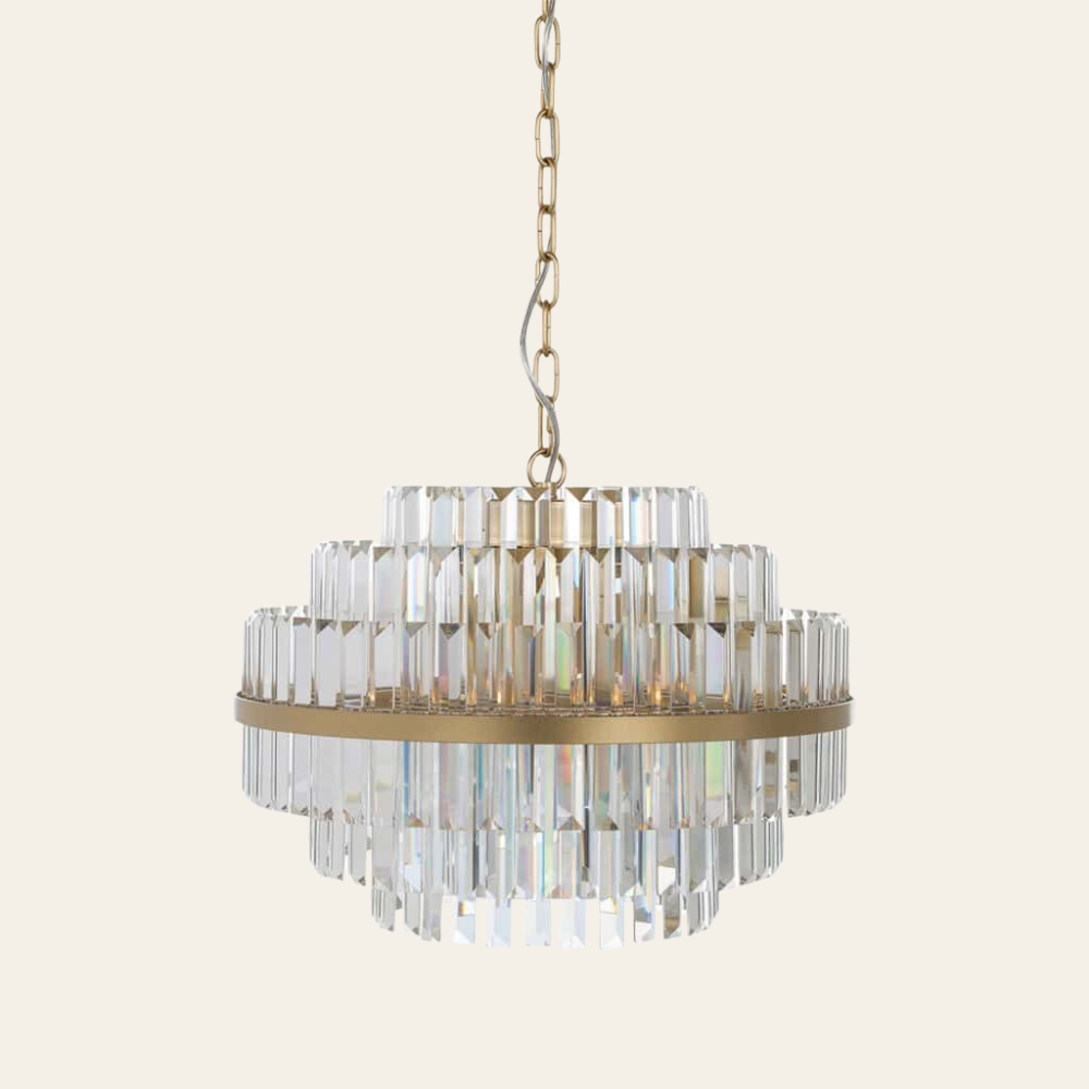 Richmond Desire Kroonluchter Geborsteld Goud met Kristal - 10-Lichts Hanglamp Ø80 cm