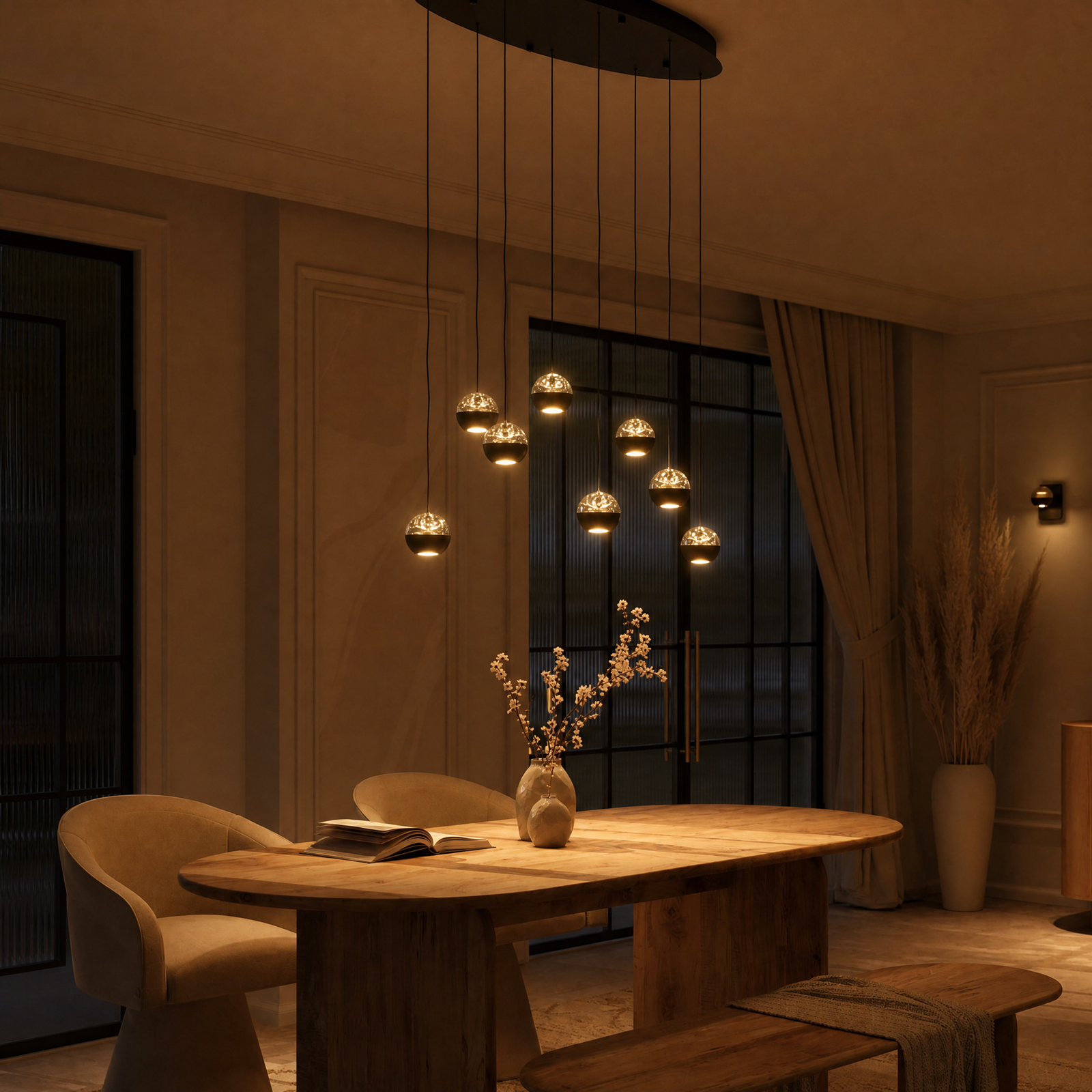 Steinhauer Belluno Hanglamp | 8-Lichts, Verstelbaar Cable Lift voor Eettafel en Woonkamer