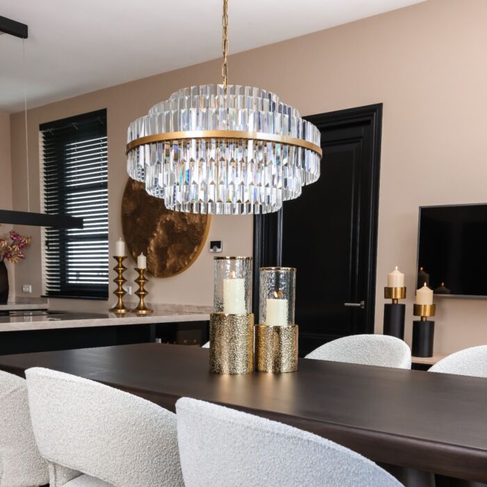 Richmond Desire Kroonluchter Geborsteld Goud met Kristal - 10-Lichts Hanglamp Ø80 cm