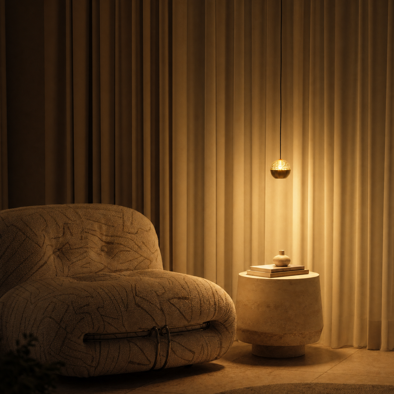 Steinhauer Belluno Hanglamp | Messing, Amberglas, Dimbaar LED