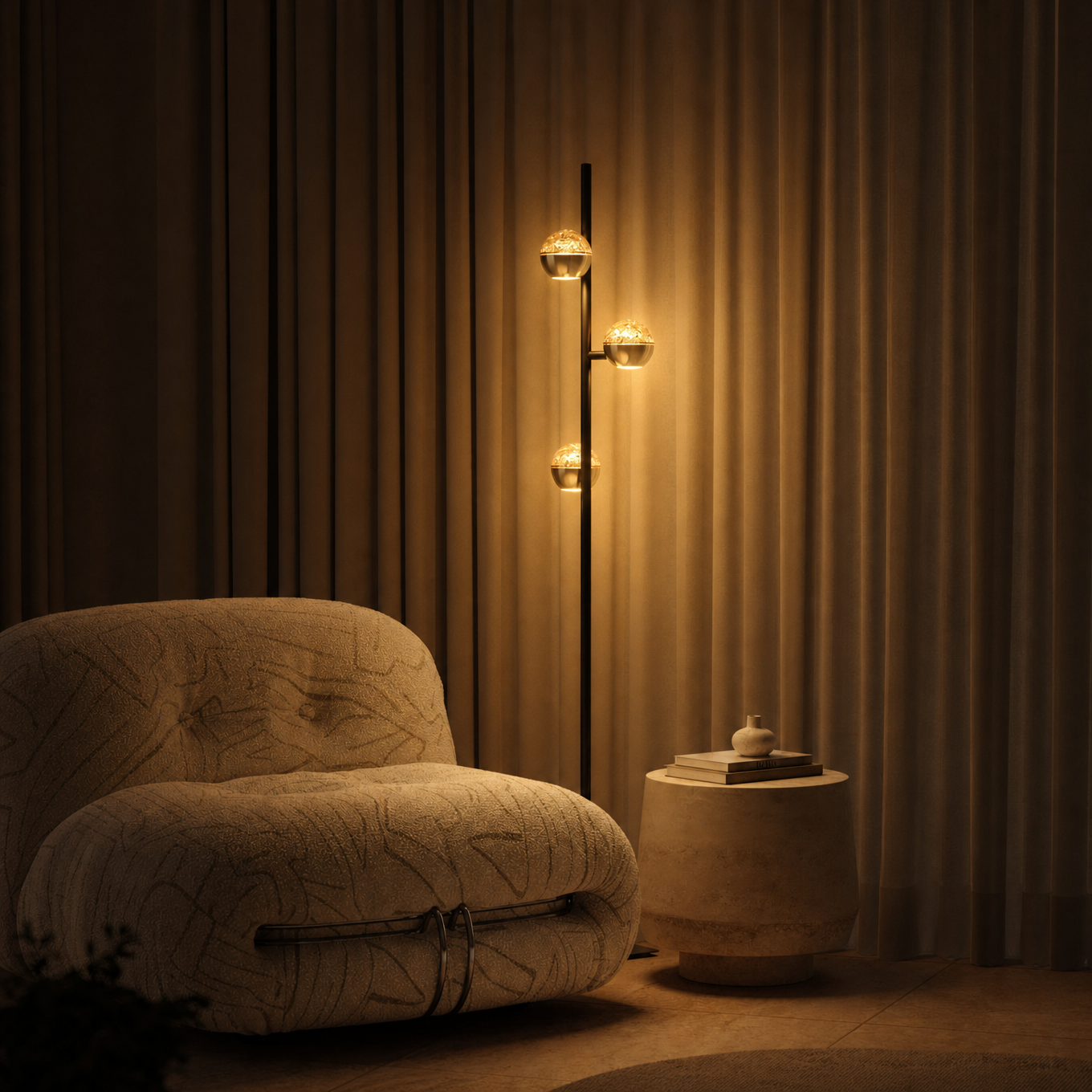 Steinhauer Belluno Vloerlamp | Zwart Messing, Dim to Warm LED voor Woonkamer
