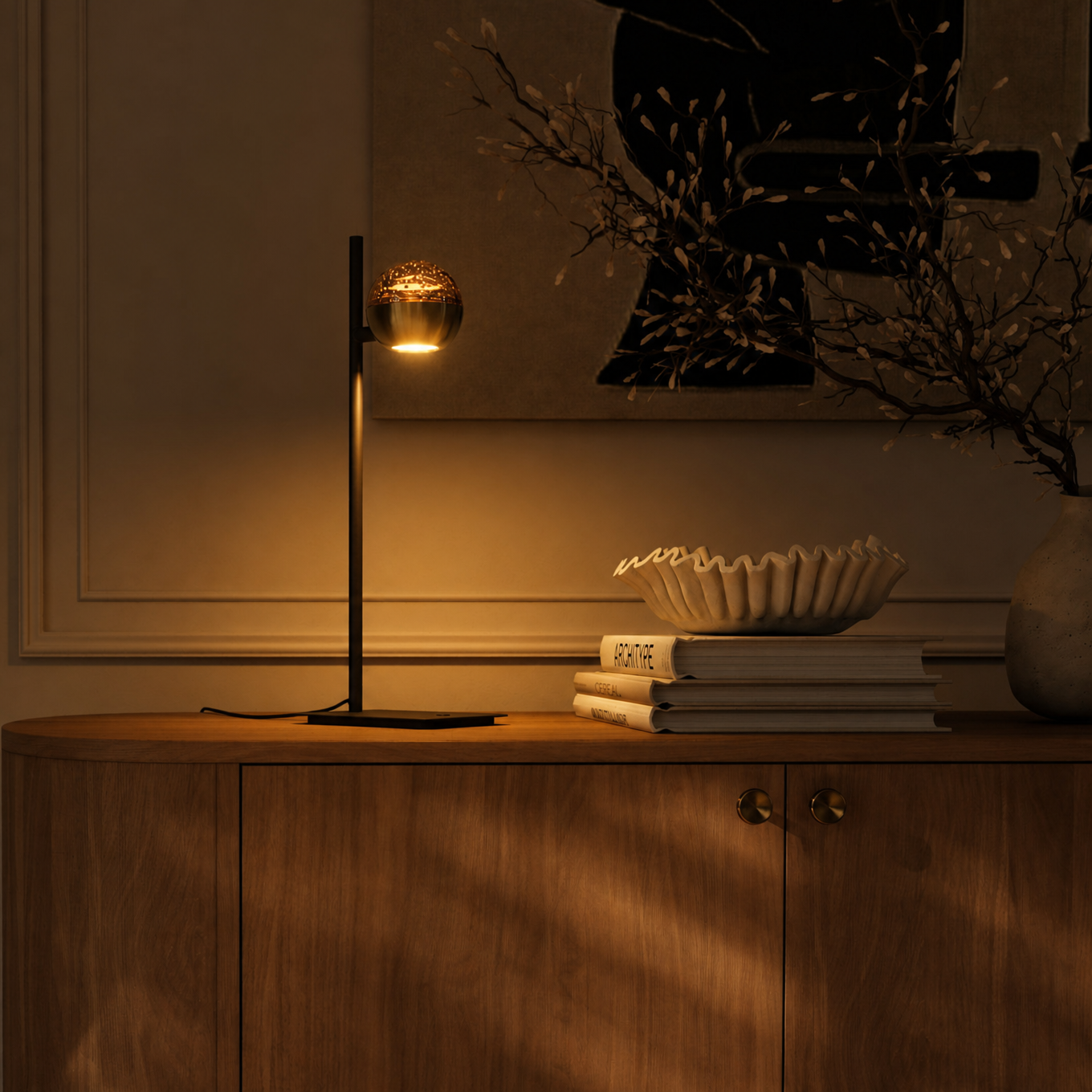 Steinhauer Belluno Tafellamp Zwart Messing | Dimbaar LED, Compact Ontwerp