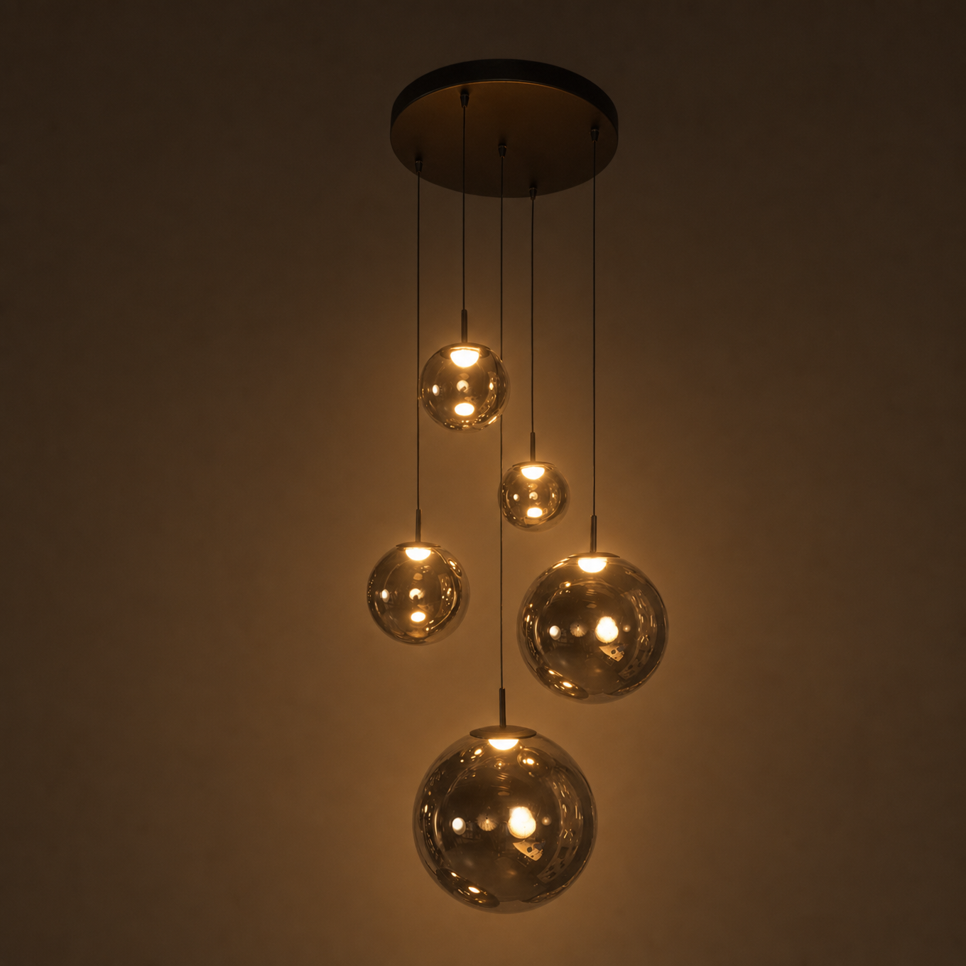 Steinhauer Bollique Hanglamp | Zwart Metaal, Smoke Glas, Dimbaar, Verstelbaar