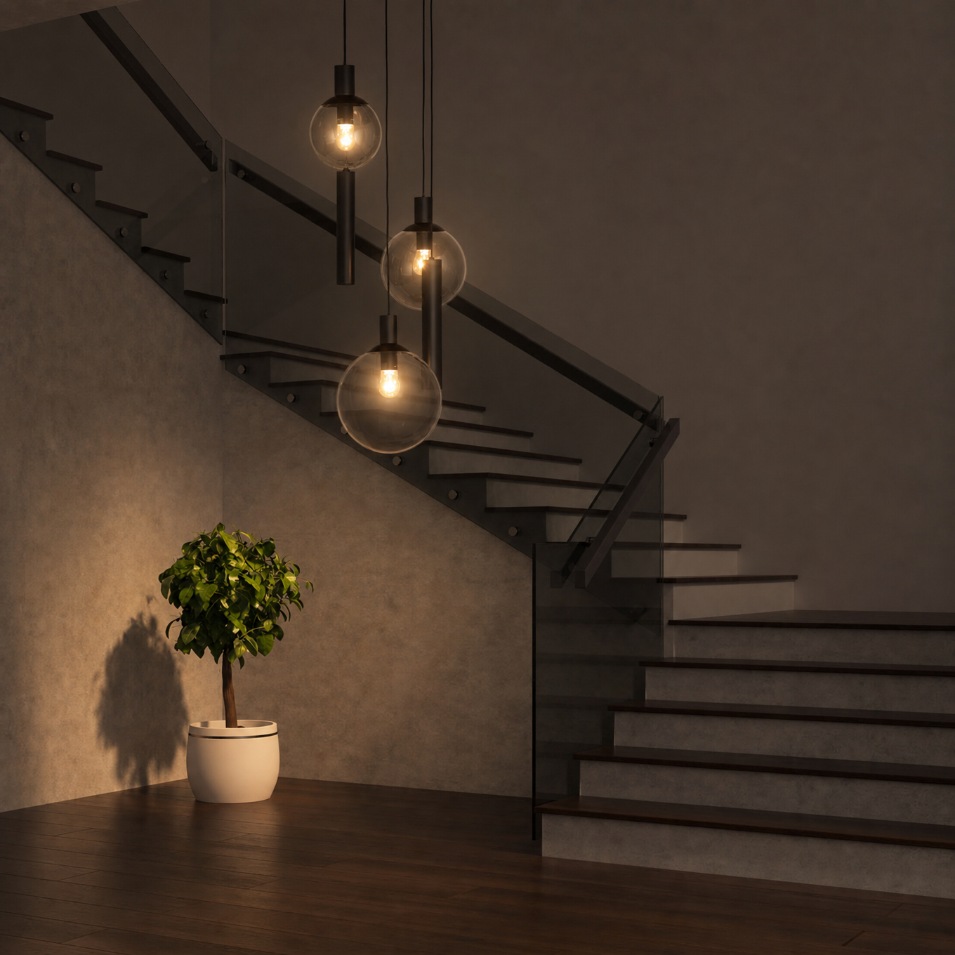 Steinhauer Bollique Hanglamp | Zwart Metaal, Smoke Glas, 5-lichts