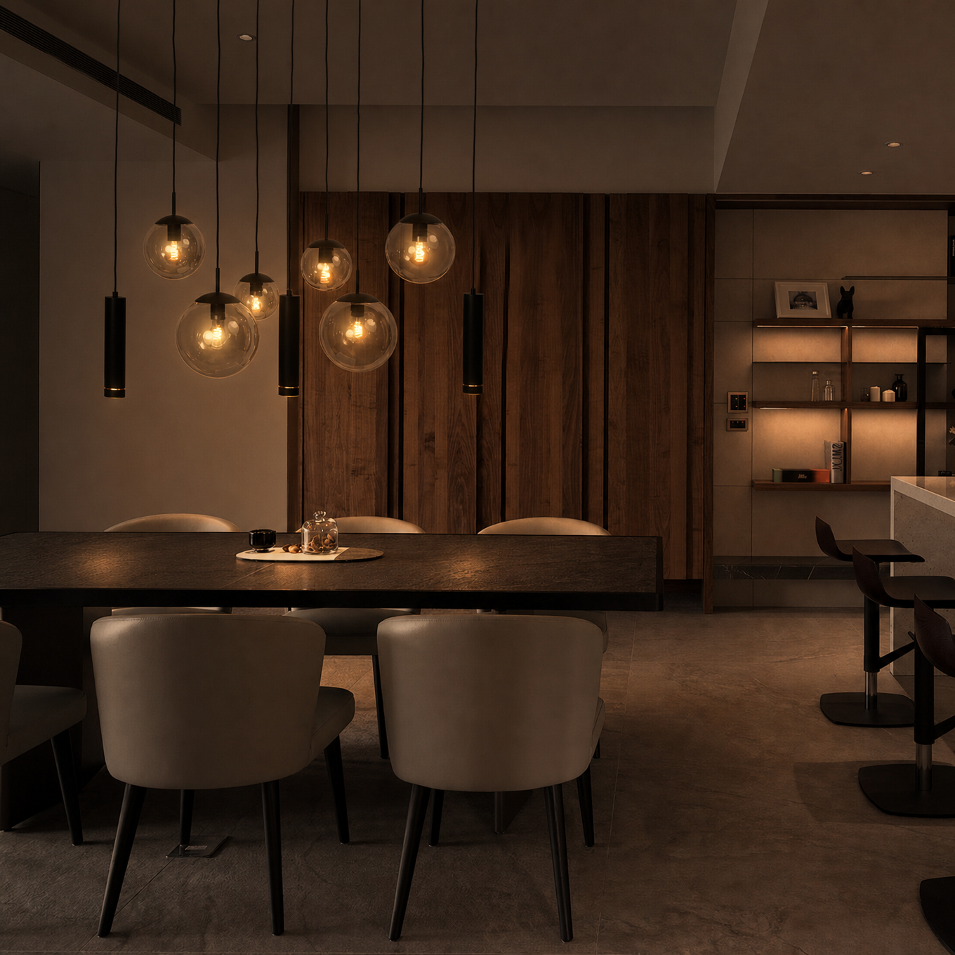 Steinhauer Bollique Hanglamp 9-lichts | Zwart Metaal, Smoke Glas, In Hoogte Verstelbaar
